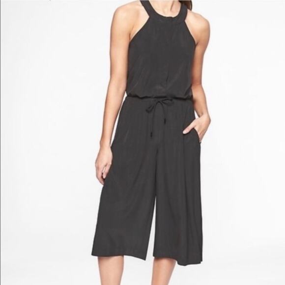 Athleta Sol Black Wide Leg Cropped Jumpsuit - size 6 - Picture 9 of 10